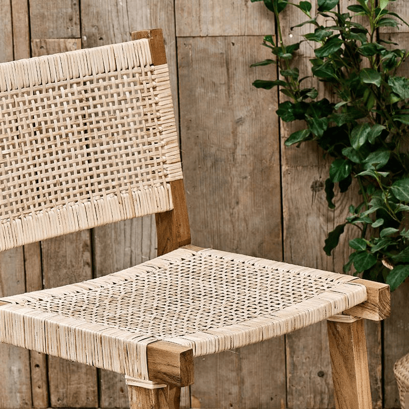 Madrisana Acacia & Rattan Bar Stool, Natural