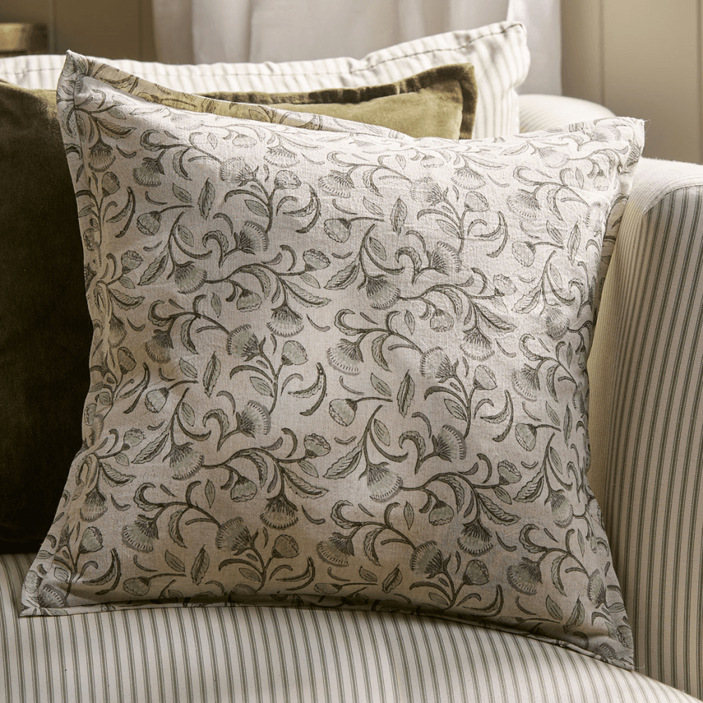 Malini Hand Block Printed Cushion Cover, Brown