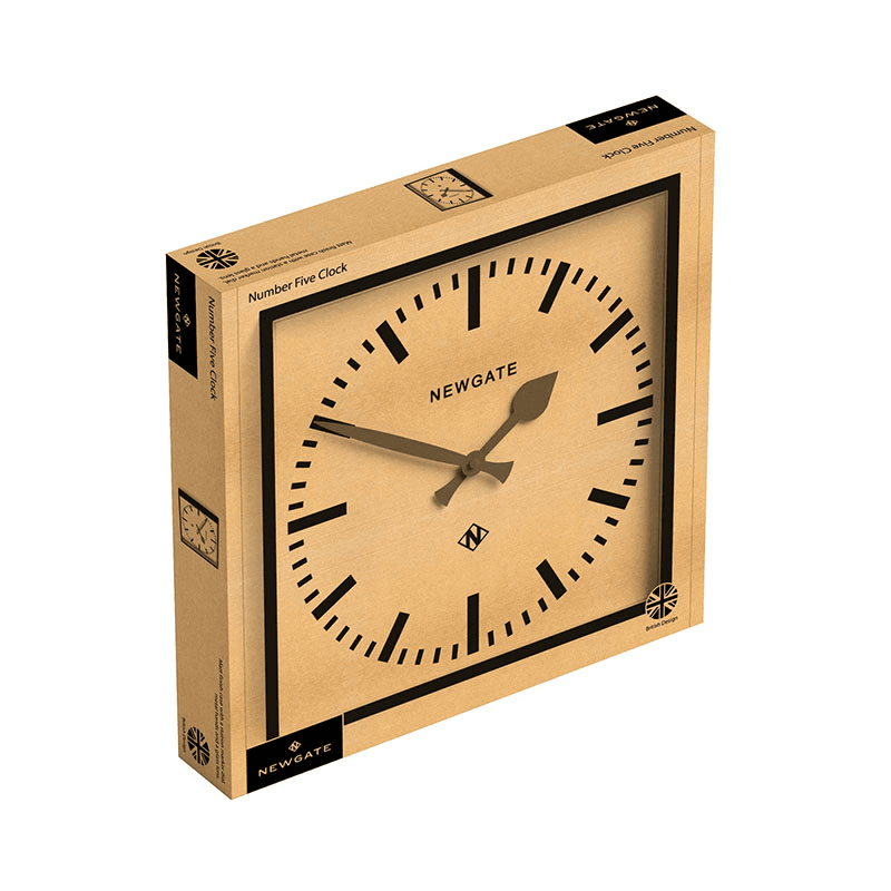Number Five Wall Clock with Blue Hands, Black