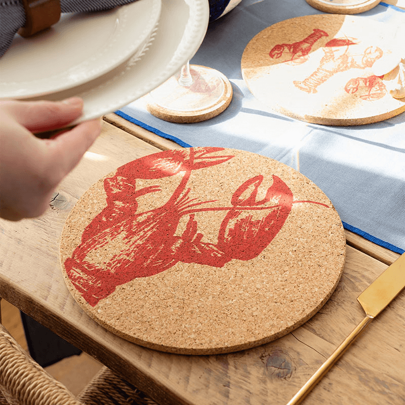 Lobster Set of 4 Coasters & Placemats Set, Natural
