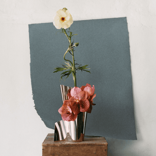 Image showing the Fold Small Mirror Vase, Silver product.