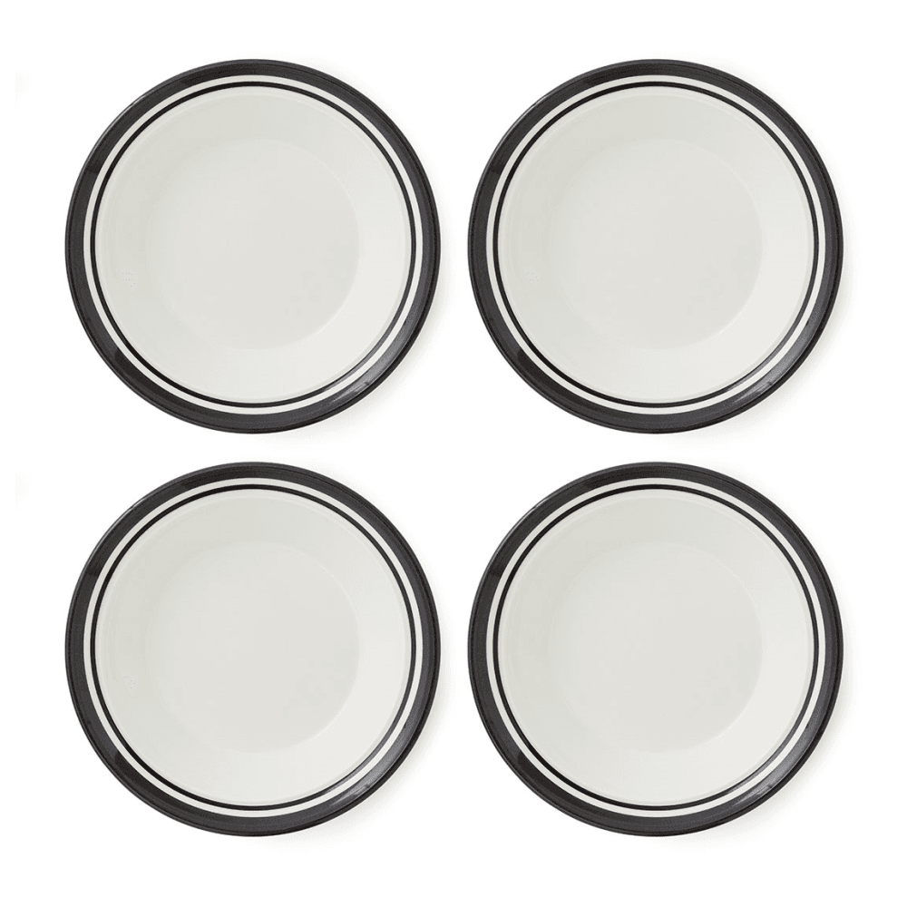 Potters Stripe Set of 4 Soup Plate, Black