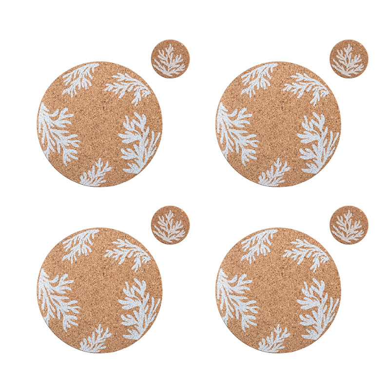 White Coral Set of 4 Coasters & Placemats Set, Natural
