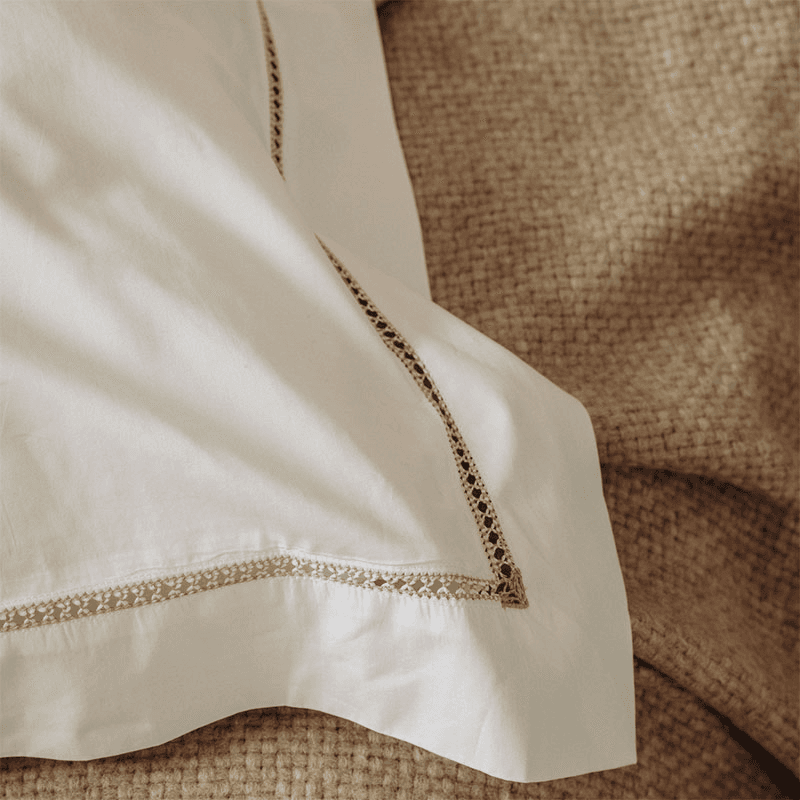 Georgiana Ladderstitch Pillowcase, Nougat