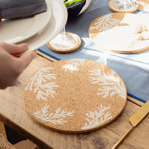 Image showing the White Coral Set of 4 Coasters & Placemats Set, Natural product.