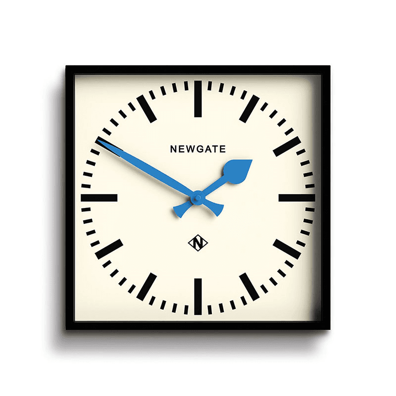 Number Five Wall Clock with Blue Hands, Black