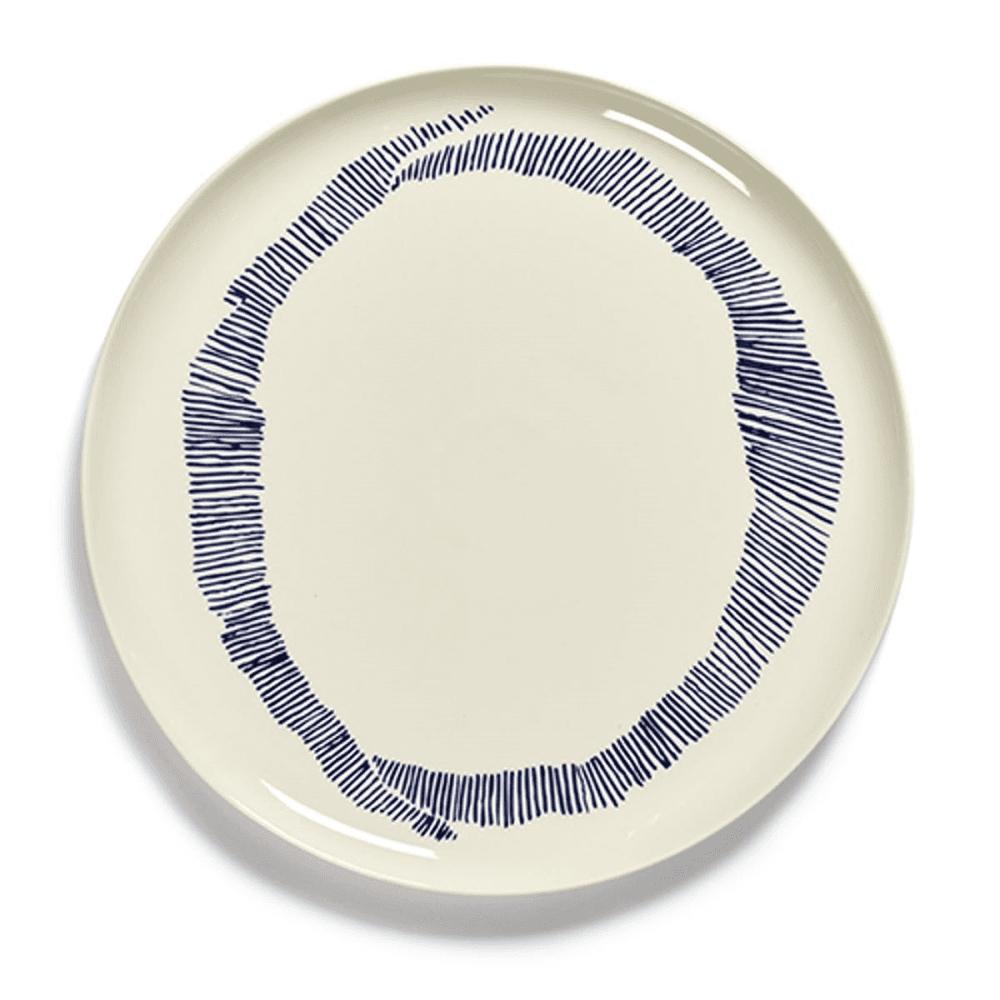 Serving Platter, White and Blue