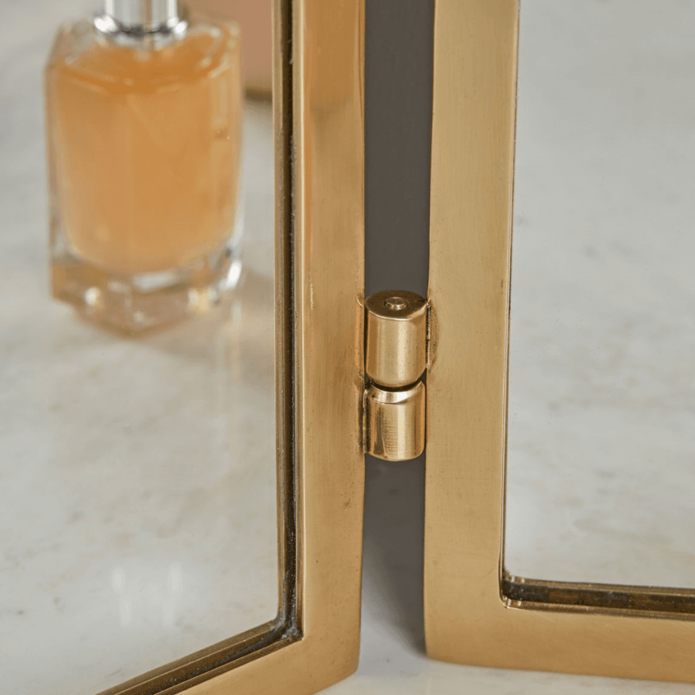 Folding Dressing Table Mirror, Brass