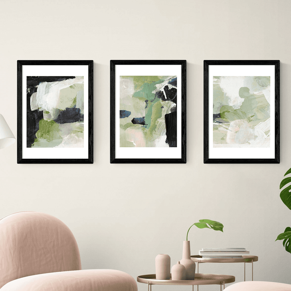 Dan Hobday Green Set of 3 Prints, Black