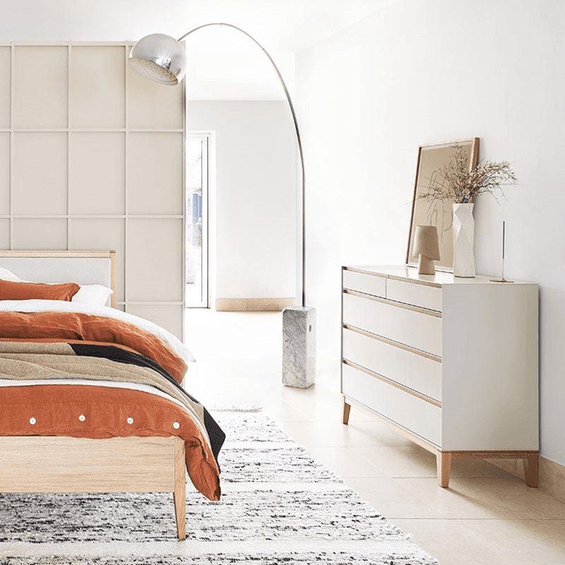Lars Five Drawer Dresser, Cashmere and Oak