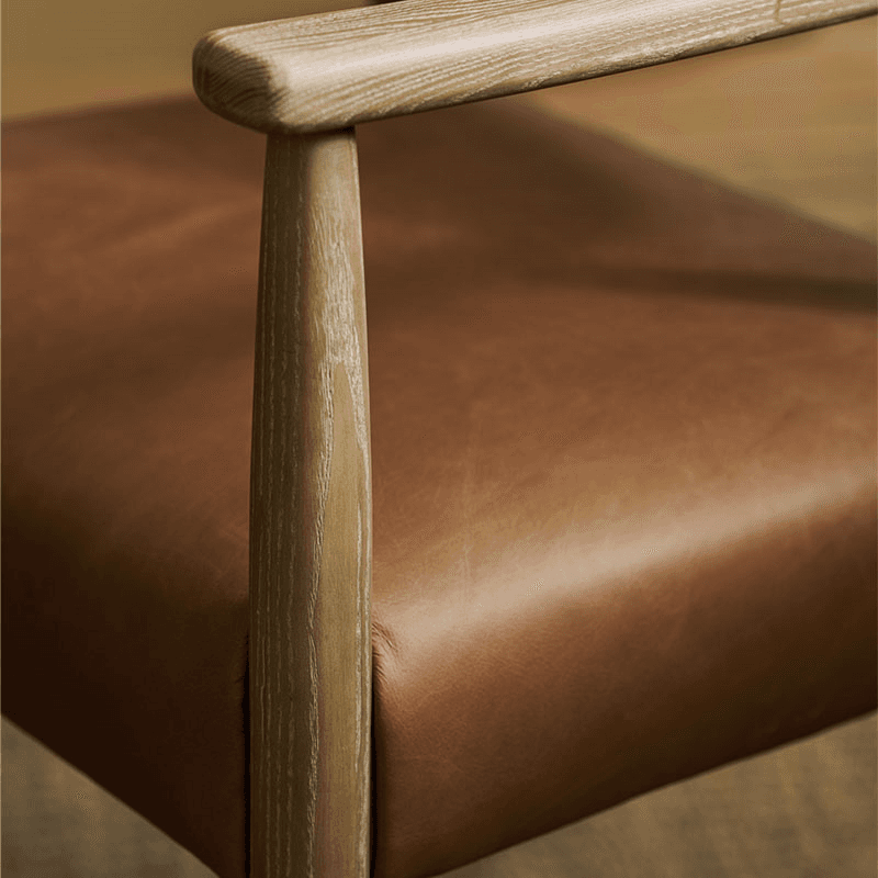 Rowden Leather Dining Chair, Ash Wood