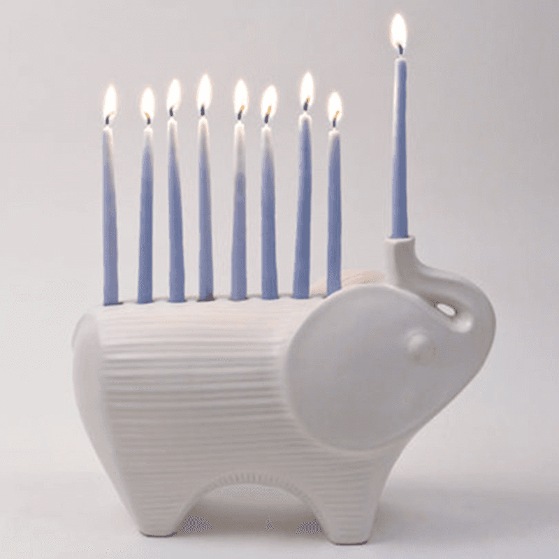 Elephant Menorah, White