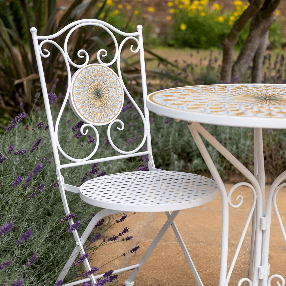 Mosaic Citrus 3 Piece Bistro Set, White