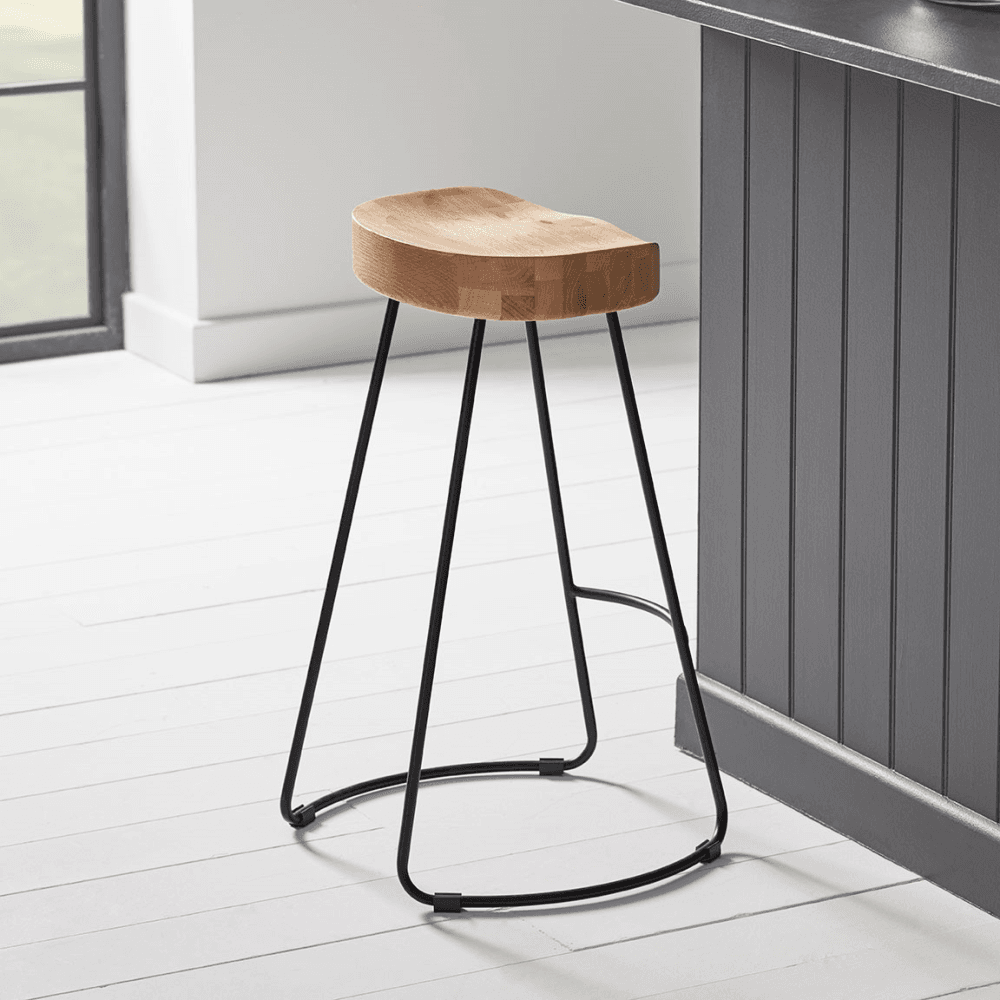 Weathered Oak & Metal Counter Stool, Natural