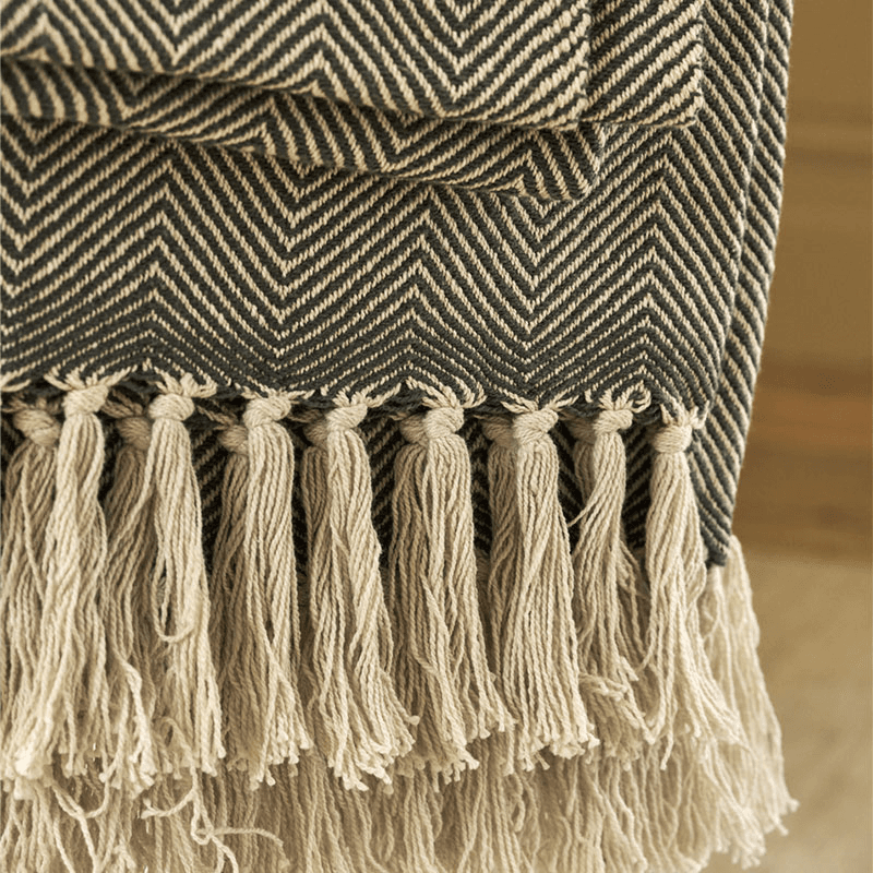 Alvington Herringbone Throw, Fern
