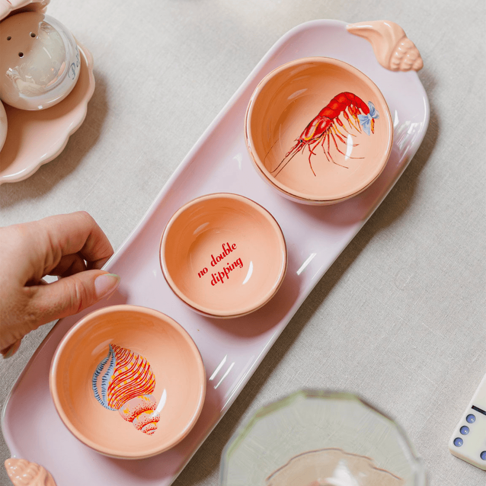 Shrimp Dipping Bowl Set, Pink