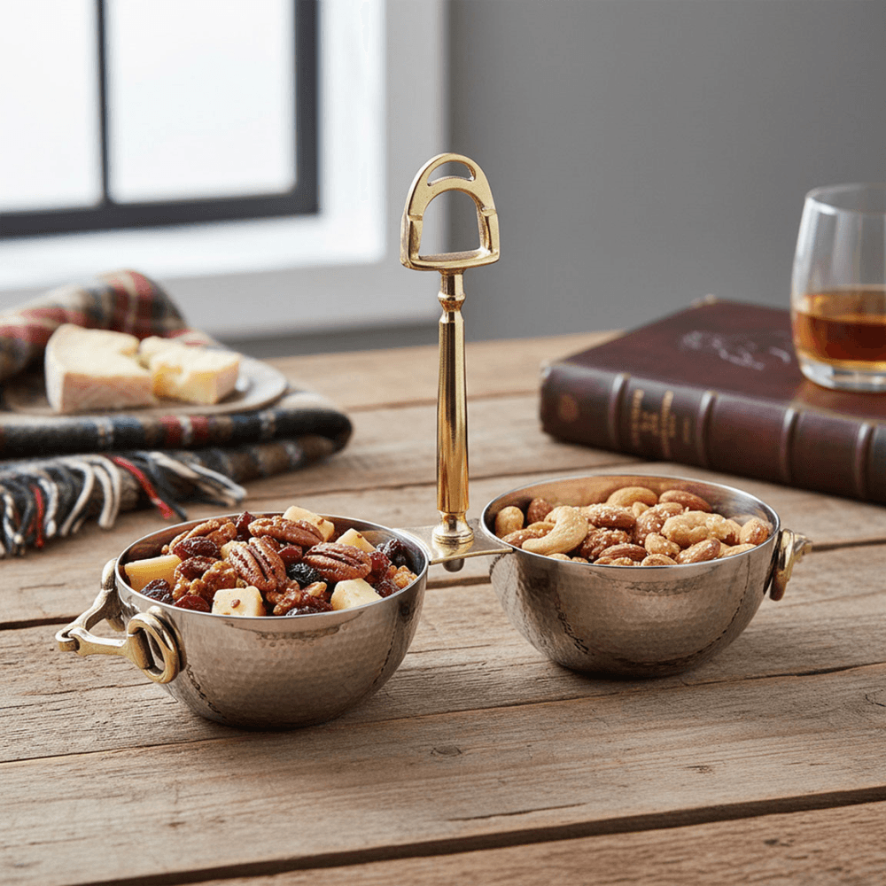 Equestrian Dip Bowl, Silver & Gold
