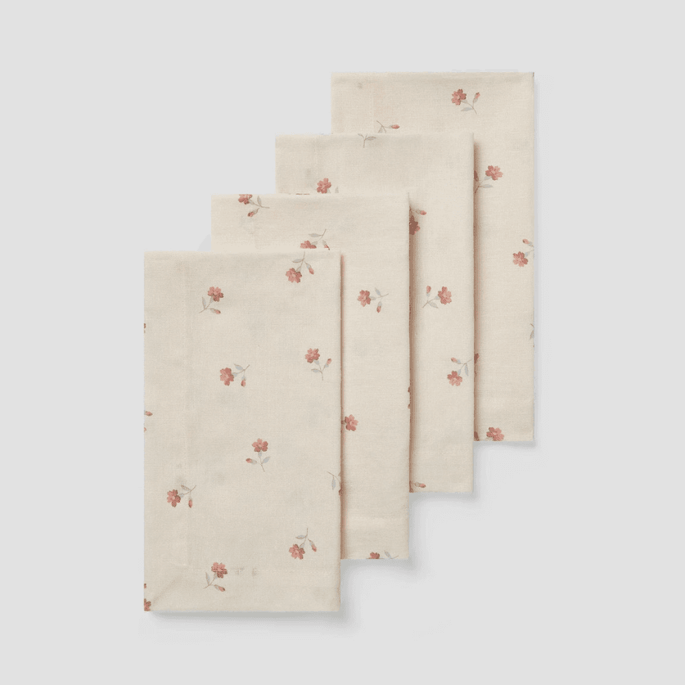 Posy Bud Set of 4 Napkins, Pearl
