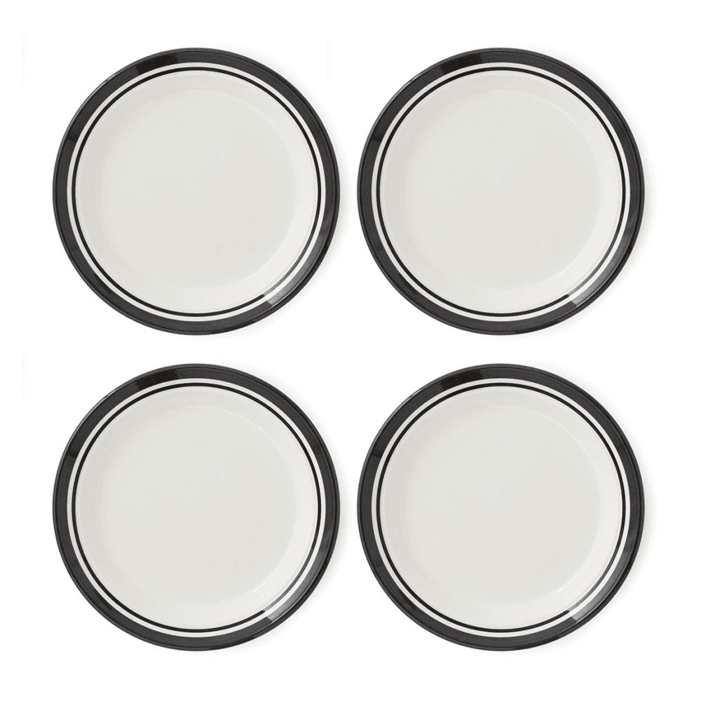 Potters Stripe Set of 4 Salad Plates, Black