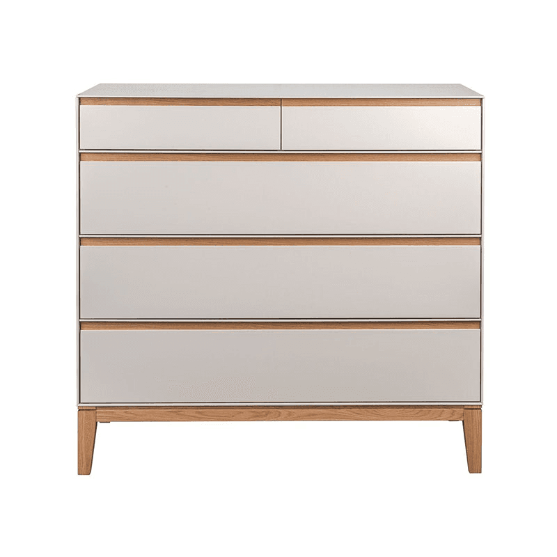 Lars Five Drawer Dresser, Cashmere and Oak