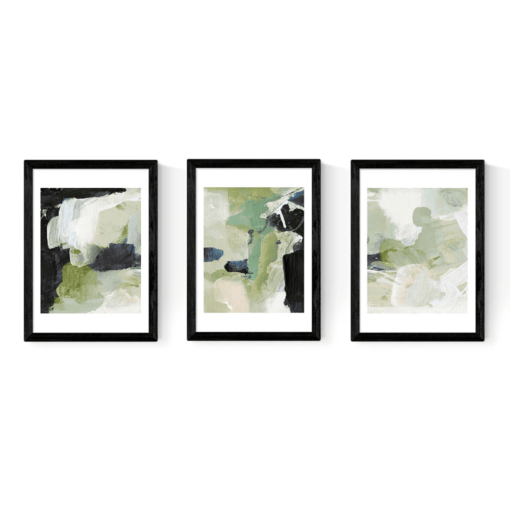 Dan Hobday Green Set of 3 Prints, Black