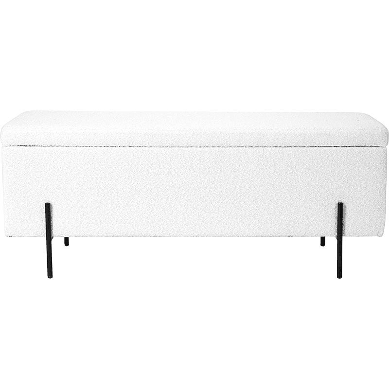 Catania Boucle Storage Bench, White