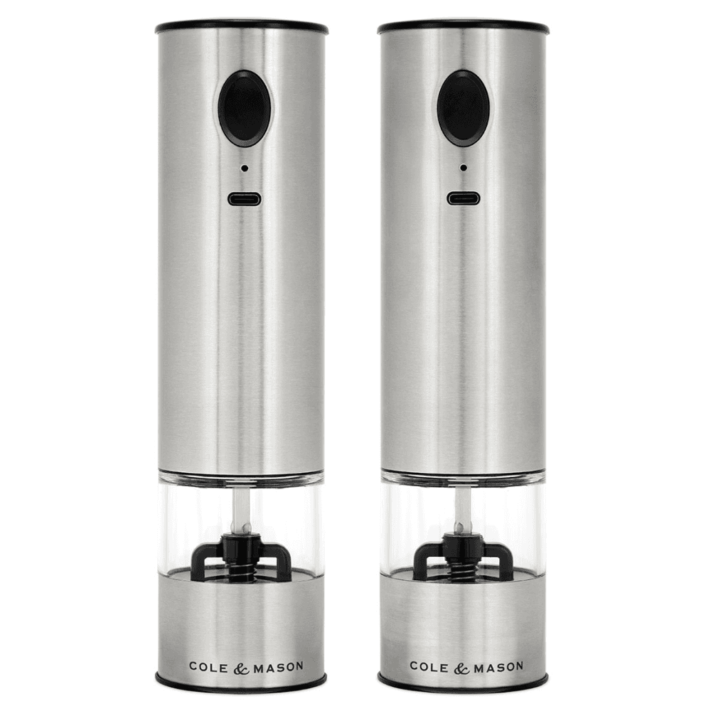 Battersea Electronic Salt & Pepper Mill Set, Silver