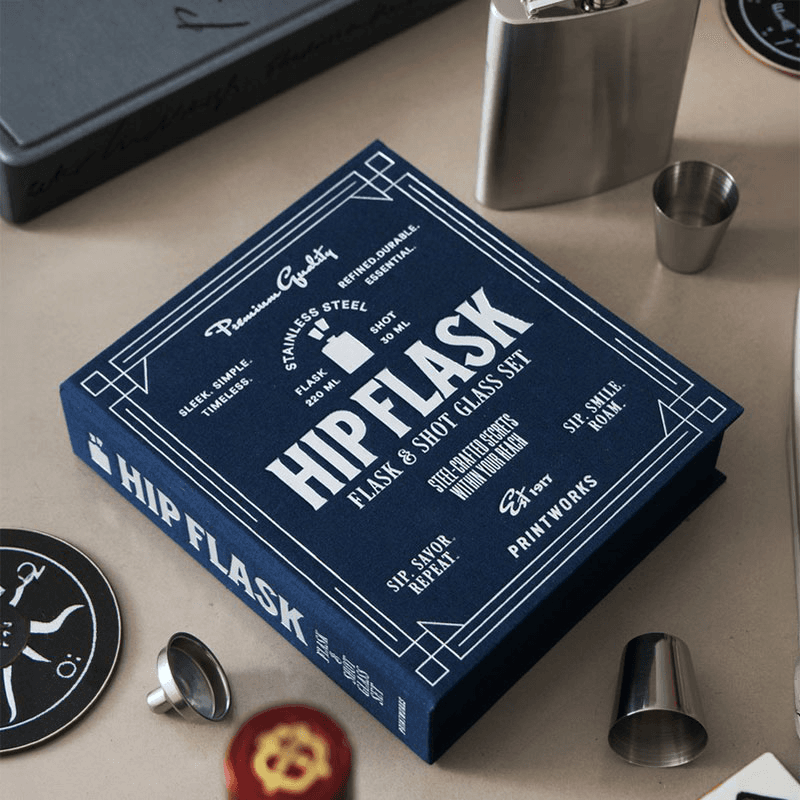 The Essentials Hip Flask Set, Dark Blue