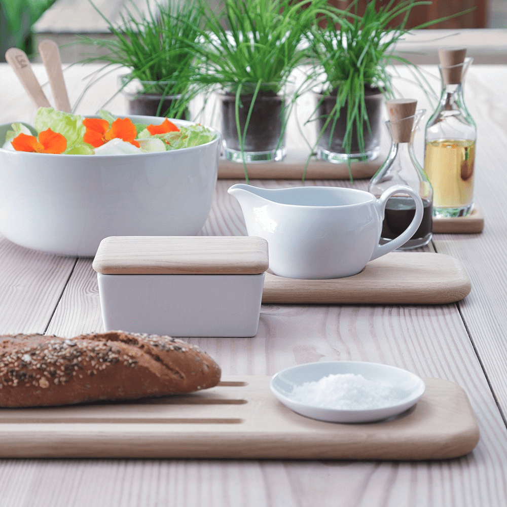 Serve Oil and Vinegar Set and Oak Base