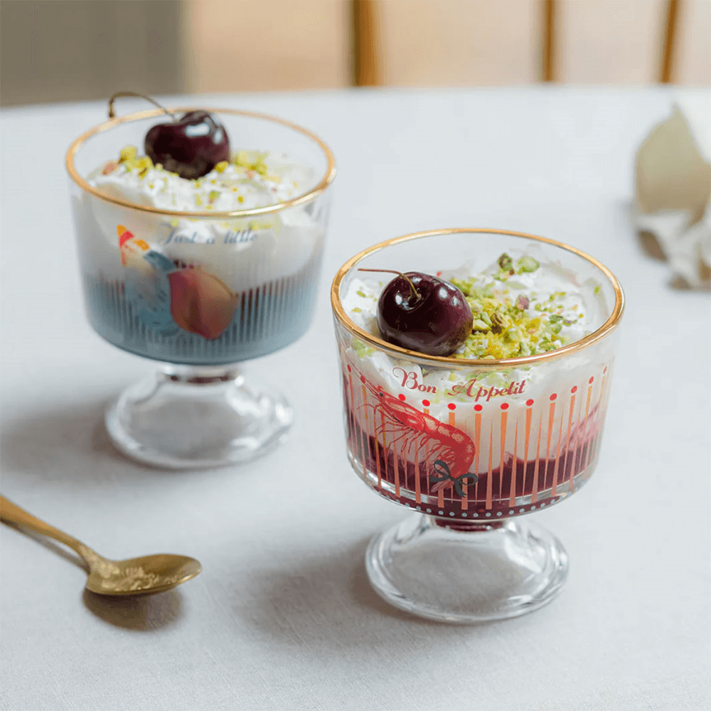 Shrimp Set of 2 Dessert Glasses, Clear
