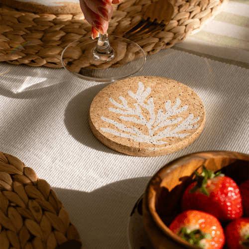 Image showing the White Coral Set of 4 Coasters & Placemats Set, Natural product.