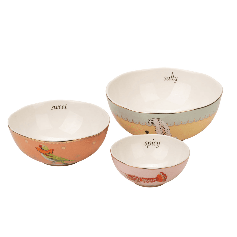 Cheetah Set of 3 Nesting Bowls, Multi