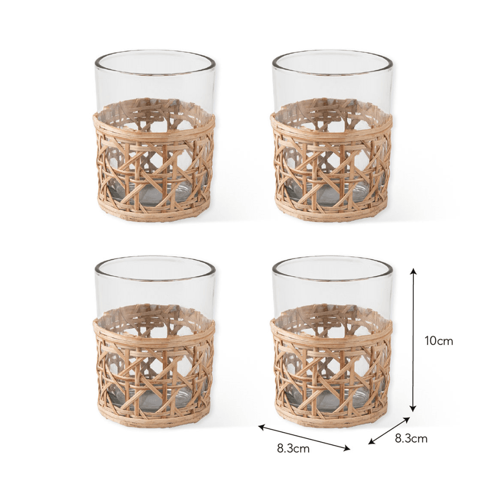 Leafield Woven Set of 4 Tumblers , Clear