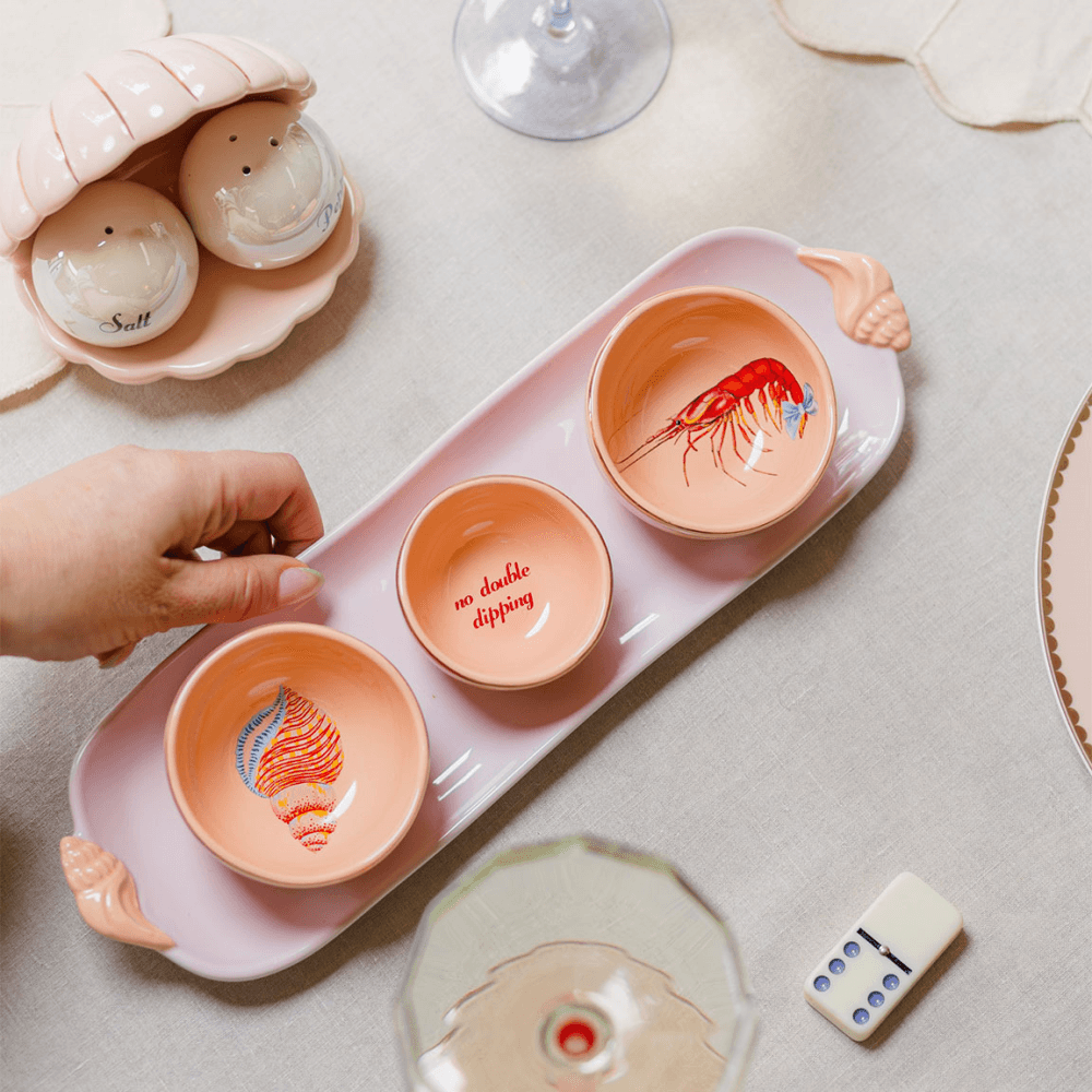 Shrimp Dipping Bowl Set, Pink