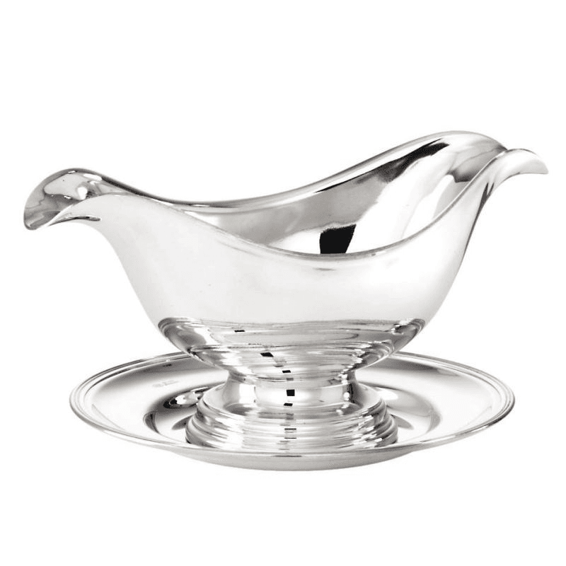 Contour Sauce boat with oval stand, Silver Plate