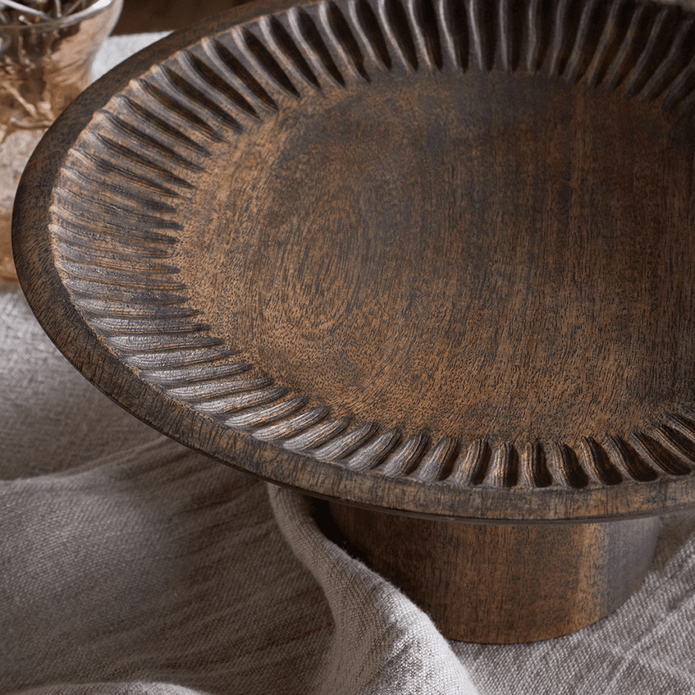 Eisha Wooden Cake Stand, Brown
