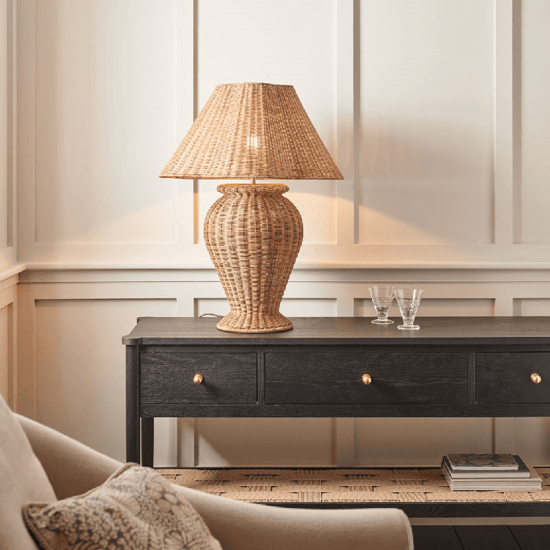 Athena Table Lamp & Scalloped Rattan Shade