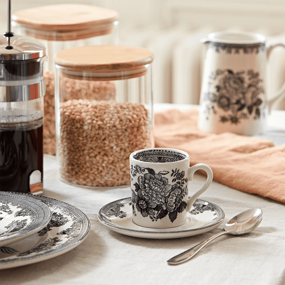 Asiatic Pheasants Espresso Saucer, Black & White