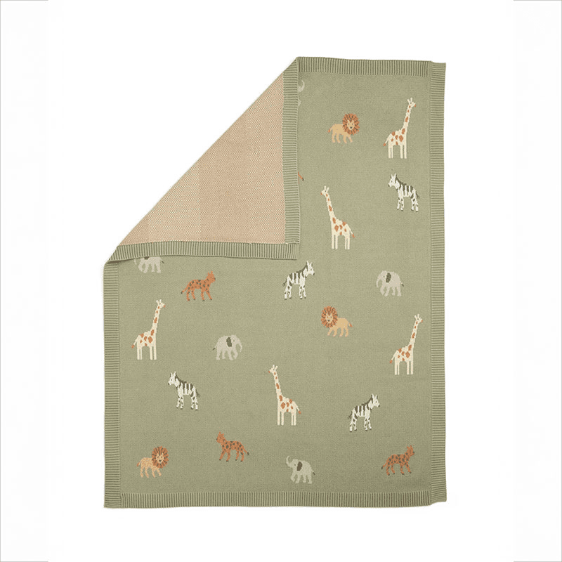 Safari Knitted Blanket, Sage