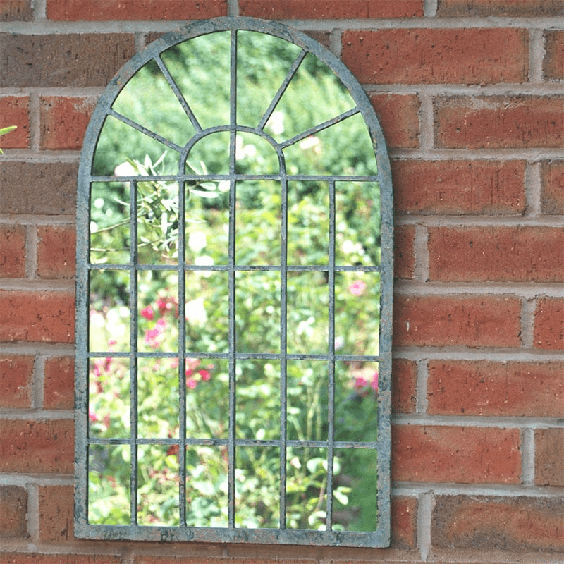 Arch Window Outdoor Mirror, Grey