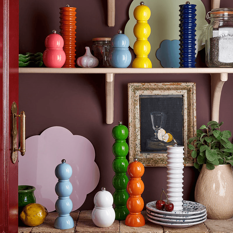 Lacquered Bobbin Salt or Pepper Mill