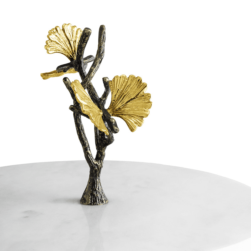 Butterfly Gingko Etagere, White Marble