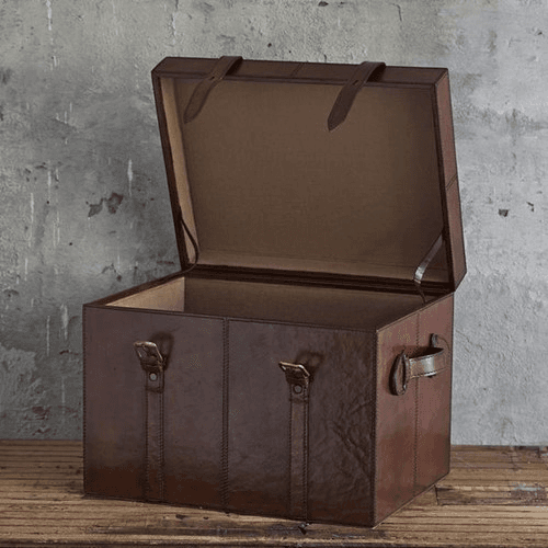 Leather Small Trunk, Conker Brown