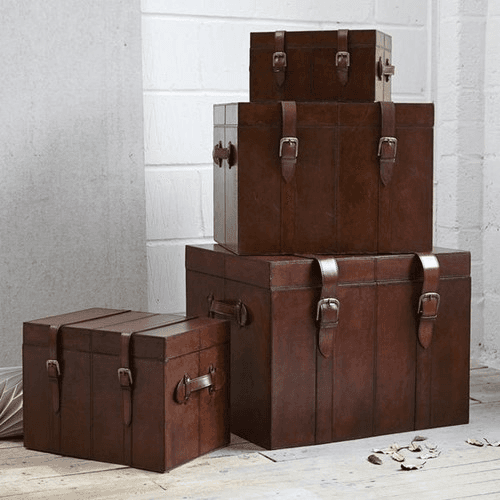 Leather Small Trunk, Conker Brown