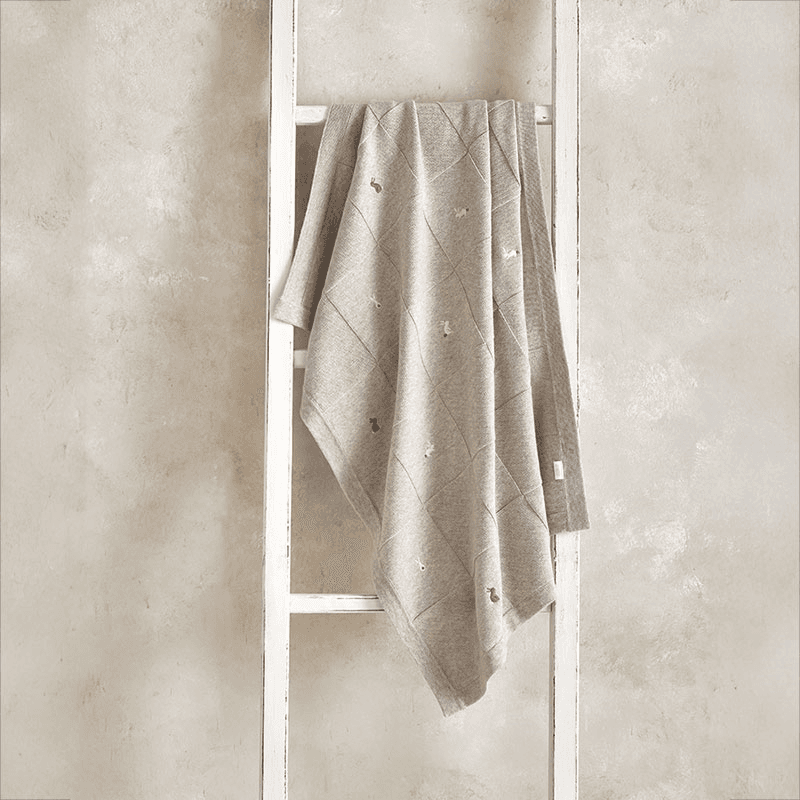 Bunny Knitted Blanket, Grey