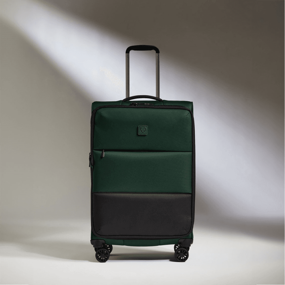Urban Soft Stripe Expandable Suitcase, Forest Green