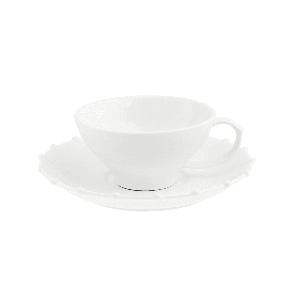 Romeo Tea Cup with Saucer, White