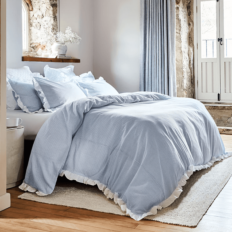 Cotton Seersucker Stripe Duvet Set
