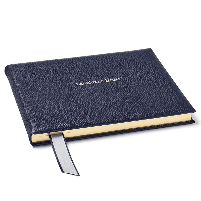 Classic Guest Bookwith A4 Plain Pages, Navy Pebble