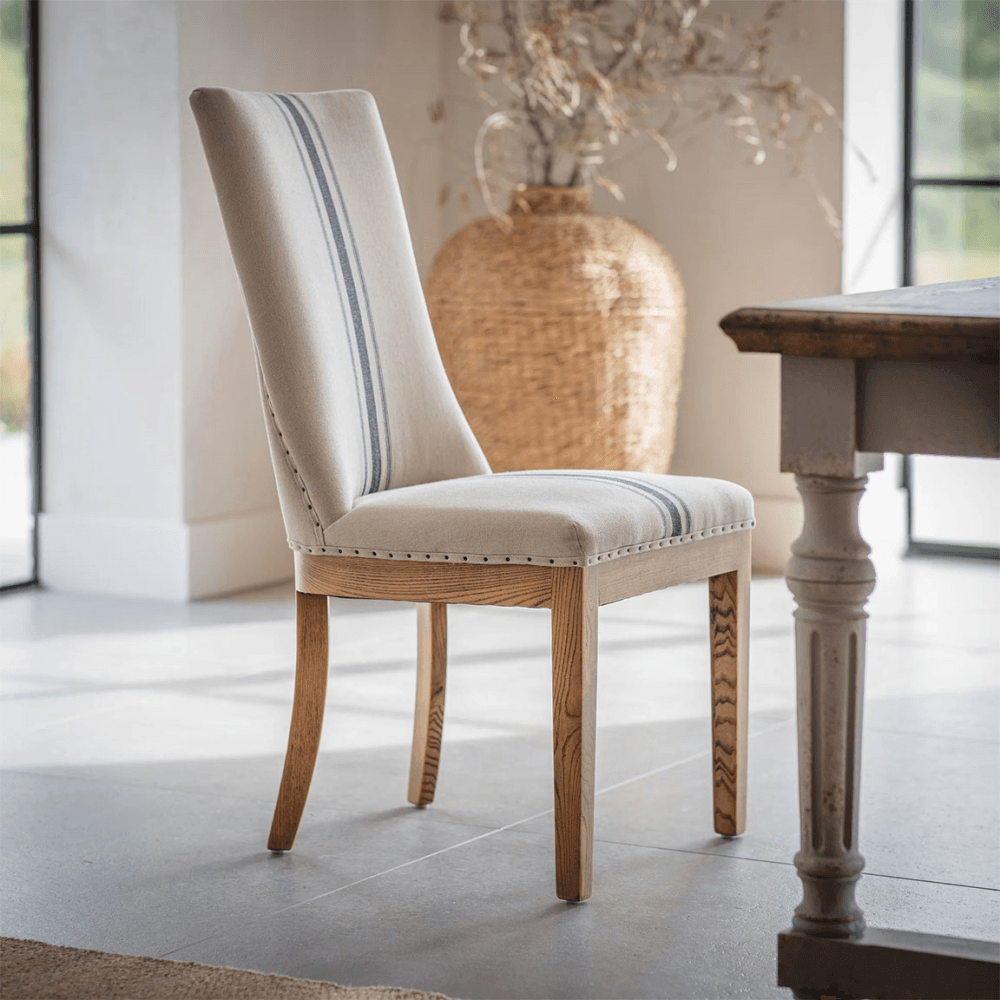 Monroe Set of 2 Stripe Dining Chairs, Blue